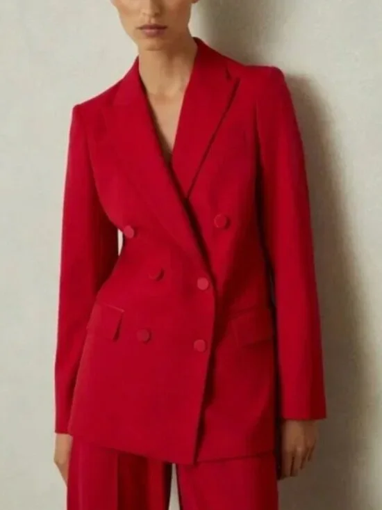 Reiss Anna double breasted wool blend tux blazer size 0 - Picture 1 of 9